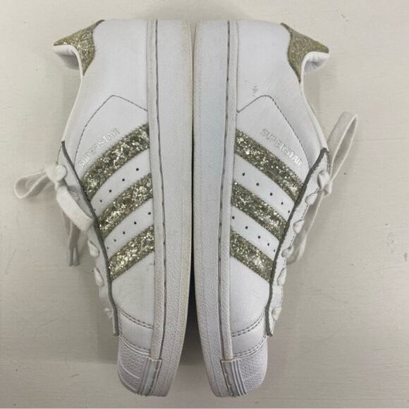 Adidas Originals White champagne/gold Glitter Sneakers Youth Size 6 - Picture 8 of 14